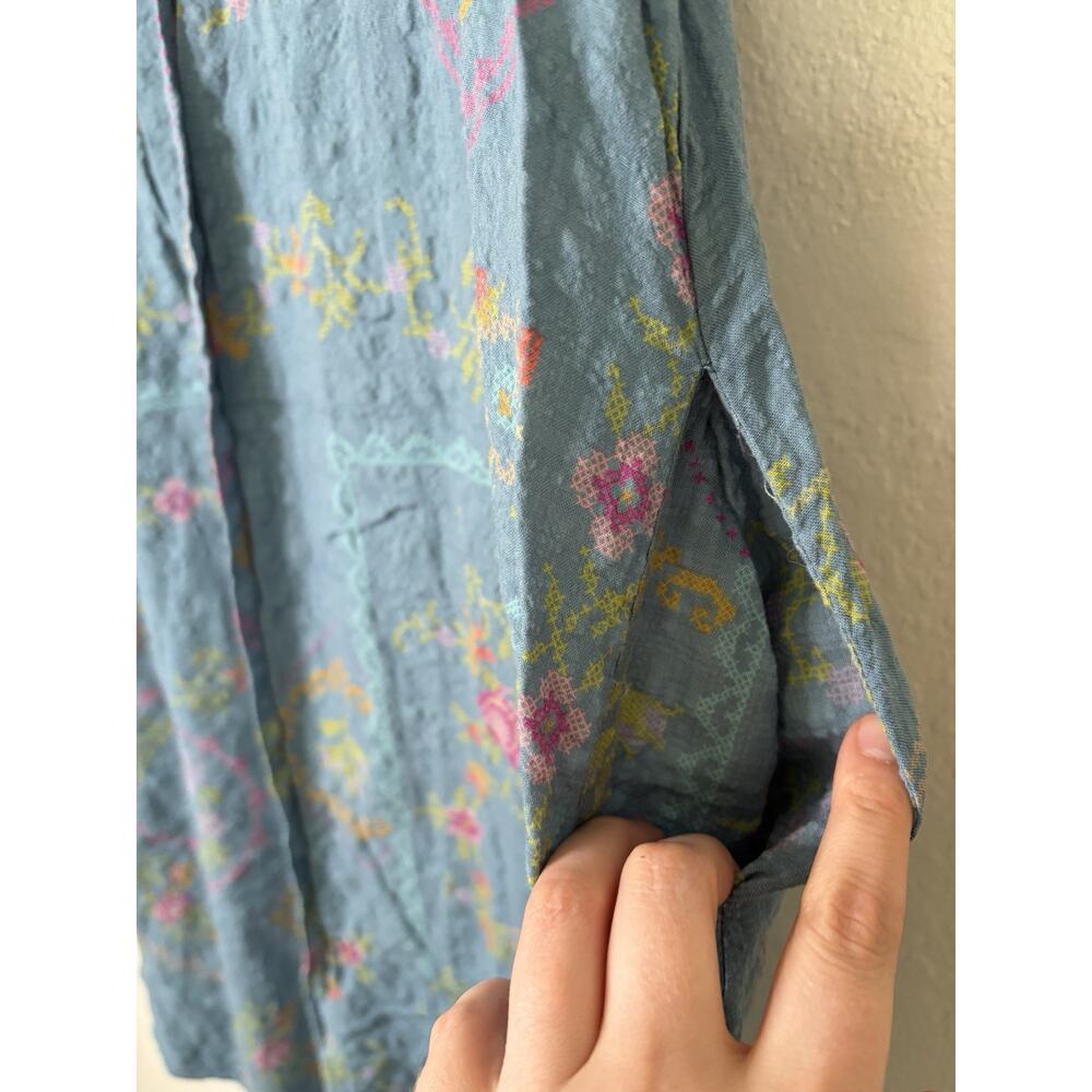 Natural Life Avery Midi Heirloom Cross Stitch Blue Dress Size Medium Boho Chic - Picture 2 of 3